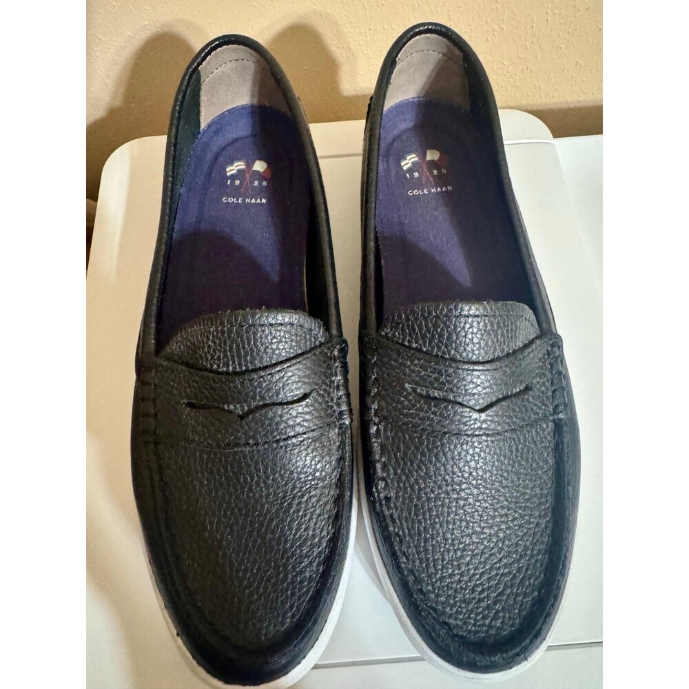 Cole Haan Women's 7 Nantucket Dark Blue Pebbled Leather Penny Loafer Sneakers